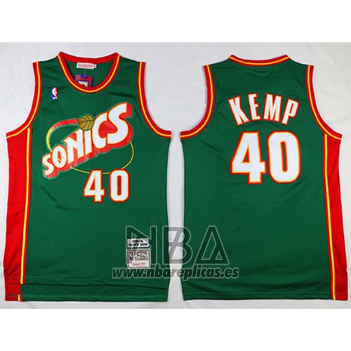 Camiseta Seattle SuperSonics Shawn Kemp NO 40 Historic Retro Verde
